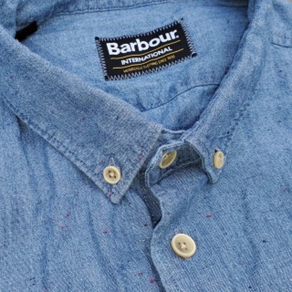 NWT Barbour Int'l Taylor Denim Color Fleck Shirt S - Picture 2 of 6